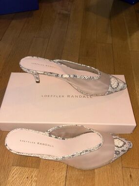 Loeffler Randall Nude Snake-Print Pointed-Toe Kitten Heels